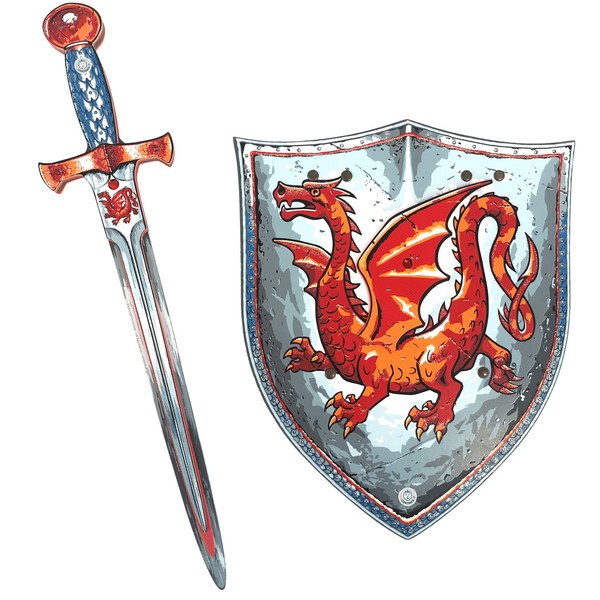 Liontouch - Amber Dragon Sword & Shield | Medieval Moss Knight Set for Kids Simulation Games | Secure Weapons & Armor for Fancy Dress and Costumes