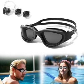 Anti-Fog Schwimmbrille,Schwimmbrille Verstellbar,Unisex Erwachsenen Schwimmbrille mit Ohrstöpsel Nasenklammer Selbstjustierender Nasensteg, Silikon Dichtungen,für Erwachsene Jugendliche