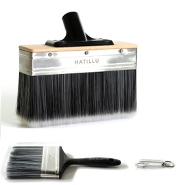 Hatillu Deck Stain Brush - 7 Inch Brushes Staining Applicator Set for Applying Paint & Water/Oil Based Sealer on Wood, Concrete, Rough/Smooth Surfaces - Includes 4″ Paint Brush & Can Opener Keyring