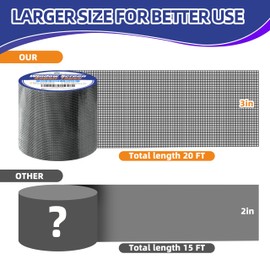 KING MOUNTAIN Black Window Screen Repair Tape,3inX20FT Heavy Duty Screen Repair Kit for Window Screen and Screen Door Tears Holes,Strong Adhesive & Waterproof Window Screen Patch