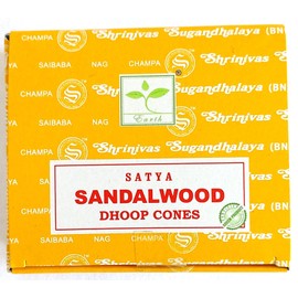 Satya Nag Champa Incense Cones, Sandalwood Scent, One Pack of 12 Cones (1, Sandalwood)
