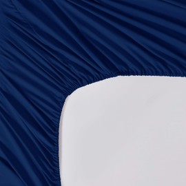 AMEHA Extra Deep Single Fitted Sheet 40cm/16 Inches – Navy Super Soft Brushed Microfibre Easy Care Fitted Bed Sheet for Single Bed