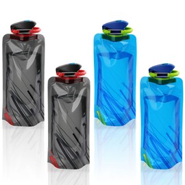 Fogcosy 4 Pcs Collapsible Water Bottles, Sports Portable Sport Water Bottle, Reusable Water Bottles for Traveling, Hiking, Camping, Backpacking, Durable Lightweight, Idea for Outdoor Sports