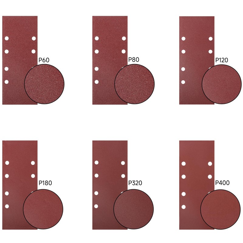 STEBRUAM 30 Pieces Sanding Sheets 93 x 230mm,60/80/120/180/320/400 Grits Hook
