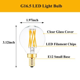 SHUWDKAR E12 Globe Bulb 60 Watt Equivalent Dimmable Warm White 2700K, LED 6W E12 Round Bulb for Chandeliers,Ceiling Fan,Vanity Lights, Pack of 6