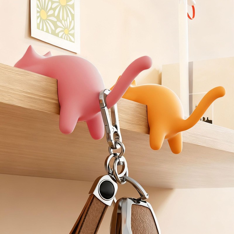 Muorruo 2-pack cute cat desk edge hooks, table hangers without