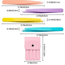 4Pcs Tweezers for Facial Hair Women, Stainless Steel Eyebrow Tweezers Set for Ingrown for Men & Women (Multi-Colored)