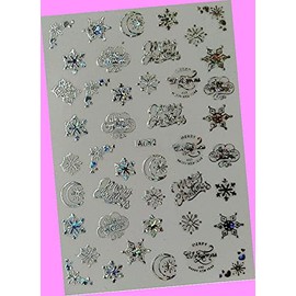 Merry Christmas Happy New Year Stars Snowflake Reindeer Tree 3D Nail Art Sticker A052 Laser Silver for Nails Design Decals Supplies Manicure Tips Sticker Colorful for Nail Decorations
