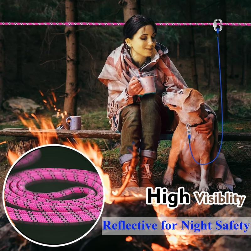 ZENGSUSU Multifunctional Reflective Dog Tie Out Cable 60ft for Camping