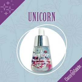 Classy Cuticles Classy Cuticles | Hand Blended Cuticle Oil | Vegan, Cruelty-Free, & Hydrating | Vitamin E, Jojoba, and Argan Oil | 30 mL Desk Bottle | Unicorn Scent | Pack of 1