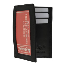 MARSHAL Credit Card ID Holder Genuine Leather Mens Money Clip Wallet