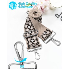 GINJKGO Purse Straps Silver Hardware - Women's Crossbody Handbags Bag Straps Replacement Crossbody, Embroidery Bag Strap for Shoulder Bag,