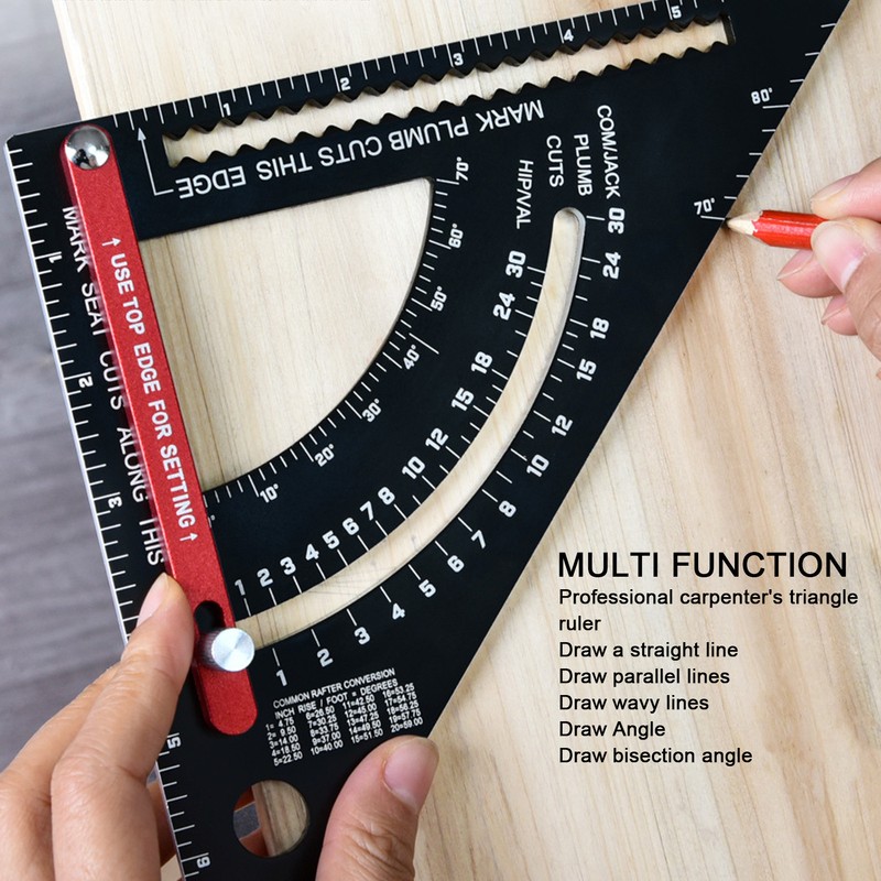 Woodworking Triangle Ruler Aluminum Alloy Accurate Laser Scale Triangle Ruler