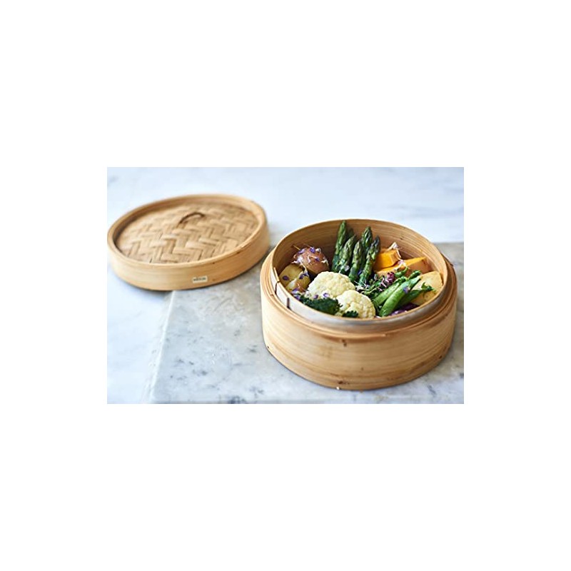 Happy Sales , Three Piece 6 Inch Bamboo Steamer