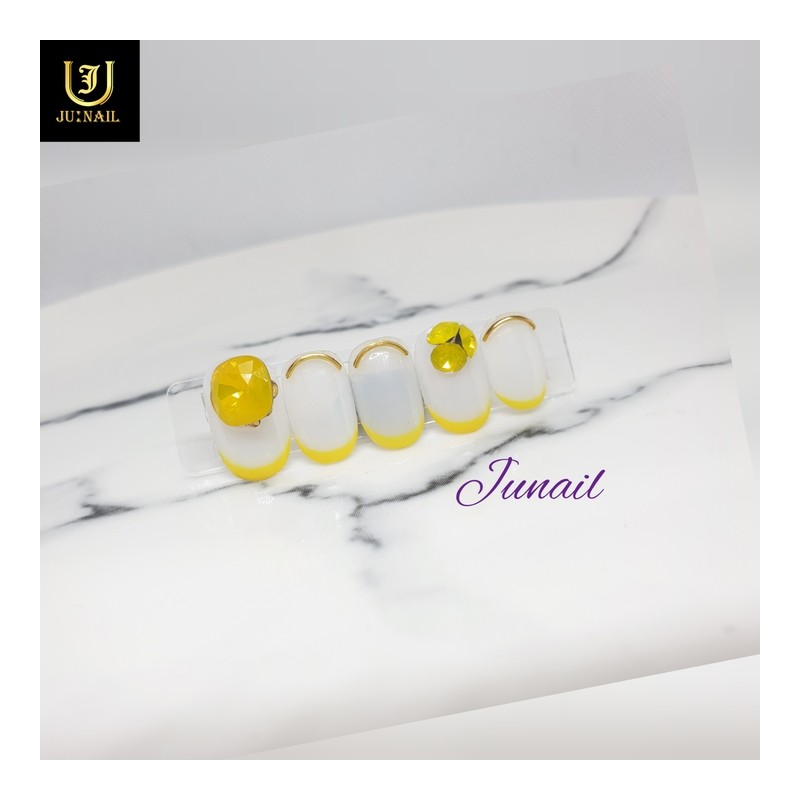 Smile Yellow Handmade Nail Tips - Short Round / 스마일Yellow
