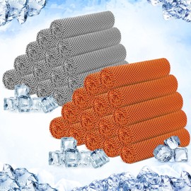 Hosuly 30 Pcs Cooling Towels 40"x12" Ice Towel Breathable Soft Chilly Sweat Towel Workout Towels for Gym Cooling Towels for Neck and Face for Yoga Golf Sports Running(Light Gray, Orange)