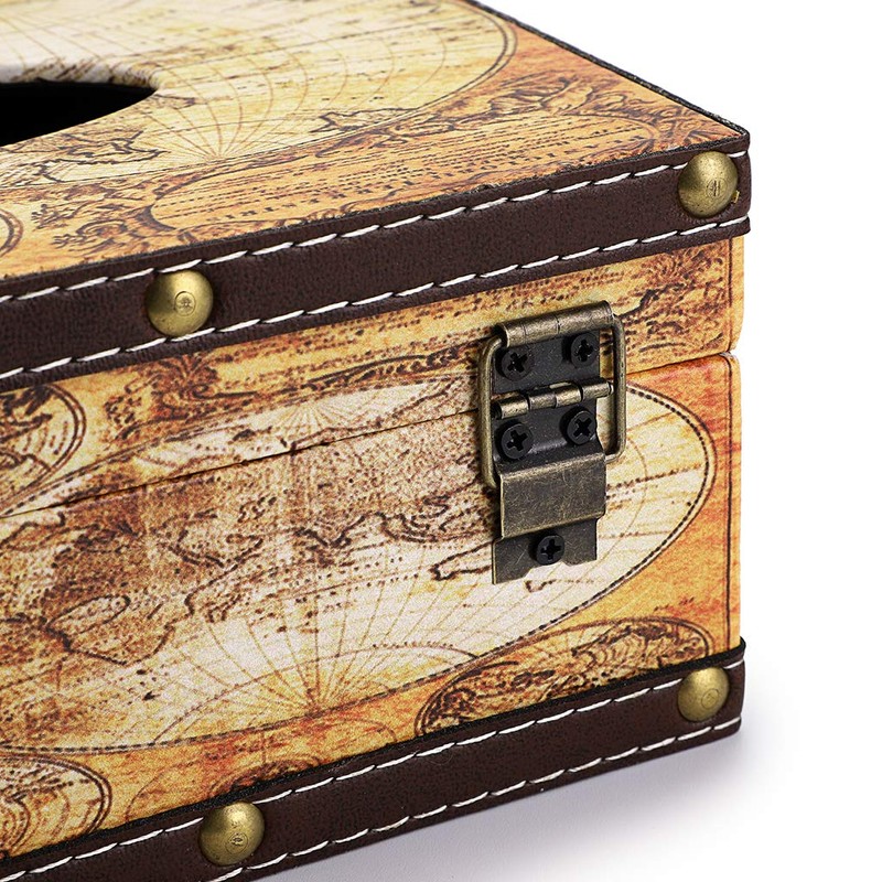 Sumnacon Retro Tissue Box Holder , Tissue Organizer Rectangular Wooden