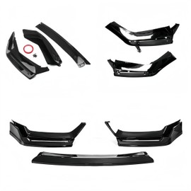 Laniakeas Front Bumper Lip Splitter with LED Light Compatible with 2017-2021 Honda Civic Hatchback & Si, Glossy Black Air Dam Spoiler with Daytime Running Lights Fit for 17-21, Lower Chin Protection