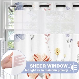 TERSUM No Hook Shower Curtain with Snap in Liner Set Modern Floral for Bathroom Fabric Ringless Watercolor Printed Flower Curtains and Hotel Bathroom Indoor and Outdoor Decoration 71 x 74in