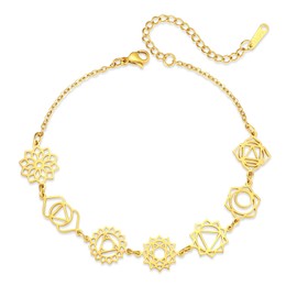 LILILEIDY Chakra Bracelets for Women Adjustable 14K Gold Trendy Dainty Reiki Healing Bracelet Birthday Yoga Energy Jewelry gold