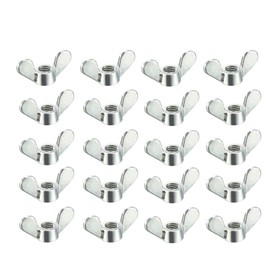 sourcing map M5 Wing Nuts Zinc Plated Fasteners Parts Screws Cymbals Butterfly Nut Silver Tone 20pcs