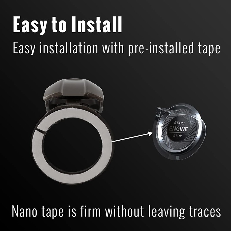 Happyou Push Start Button Cover with Pre-Pasted Tape,Zinc Alloy Metal