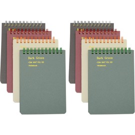 Yansanido Top Bound Spiral Notebook, 8 Pcs 4 Color A6 Size Thick Plastic Hardcover 7mm