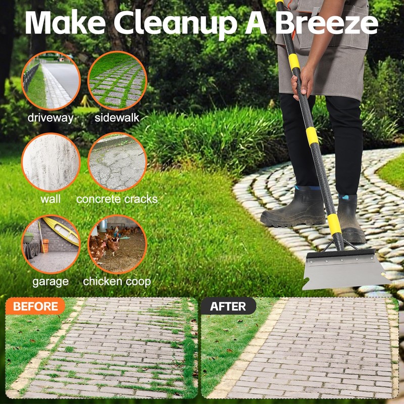 Floor Scraper Long Handle - Ice Snow Removal Tool,Multifunctional Garden