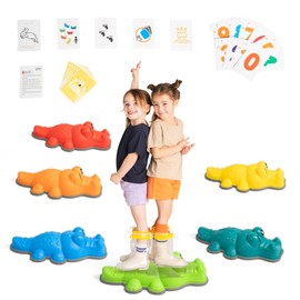 Gentle Monster Stepping Stones for Kids, 6 PCS Crocodile-Shape Balance Beam for Balance with Non-Slip Bottom - Exercise Coordination and Stability for Age 3 4 5 6 7 8 Years