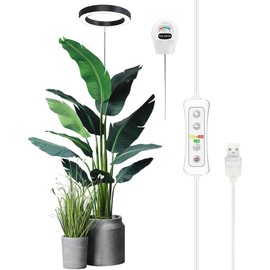 yadoker Plant Grow Light, LED Growing Light Full Spectrum for Indoor Plants, Paired with a Soil Tester,Height Adjustable, Automatic Timer, 5V Low Safe Voltage,Idea for Large Plant Light