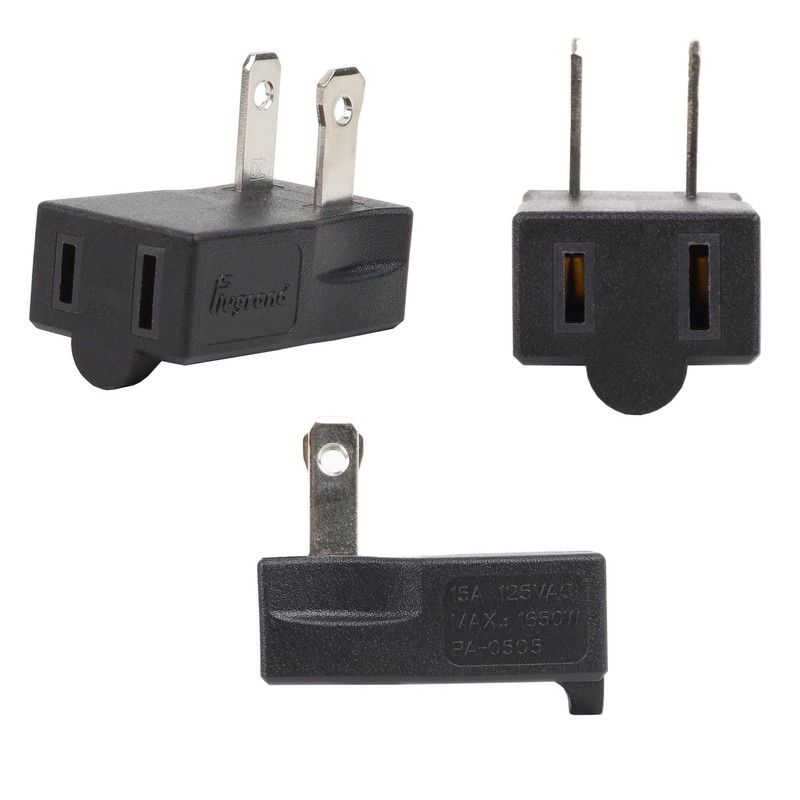Polarized 2-Prong L Type Adapter, Vertical Right Angled Down Angle