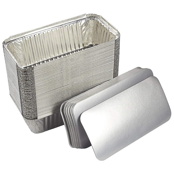 Zuvo 50 Large Aluminium Disposable Reusable Foil Food Container with