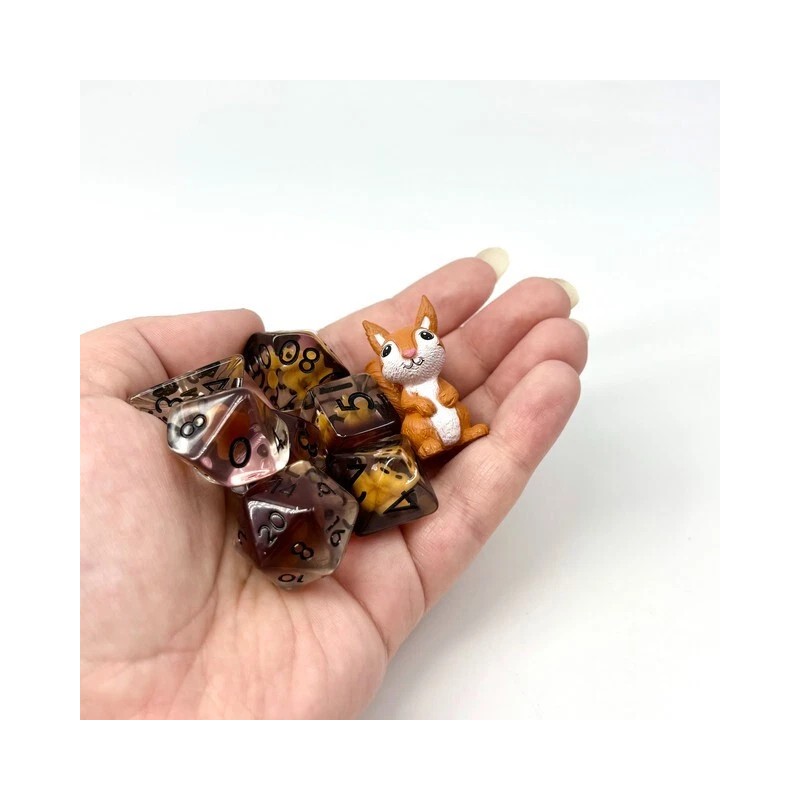 Sage's Baby Squirrel Familiar Resin Polyhedral Dice Set & Figurine