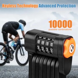 3T6B Bicycle Lock Folding Lock Bicycle Lock Key with Combination Lock, Foldable and Portable, Rustproof, Easy Assembly, Combination Lock Made of Hardened Steel, Bike Lock 85 cm