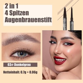 2-in-1 Magic 4 Tips Eyebrow Pencil, 3D Microblading Eyebrow Pencil, Waterproof & Smudgeproof, 2024 Eyebrow Pencil, Durable & Natural (Dark Grey 03#)