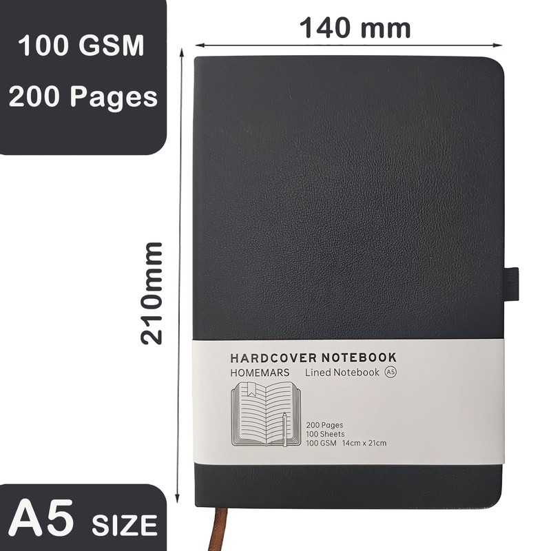 MerryNine A5 Lined Journal Notebook, 200 Pages, Medium 8.3x5.5 inches,