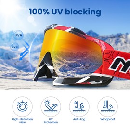 NENKI Dirt Bike ATV Goggles for Adults - Motocross OTG MTB MX Motorcycle Riding Racing Over Helmet Goggles With Anti-Fog UV400 Protection - Dustproof Red Lens