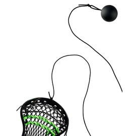 FEYRUN Lacrosse Trainer Ball with 2 Elastic Ropes, Practice CradlingTraining Equipment, Lacrosse Rebounders for Youth Players Beginners to Self Train, Fits Many Sticks (Black)