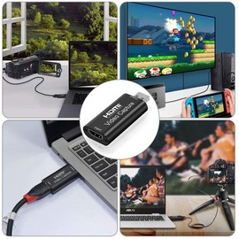 4K HDMI Video Capture Card 1080P HDMI to USB Adapter Game Audio Recorder for Streaming, Live Broadcasting, Video Recording, Teaching, Gaming