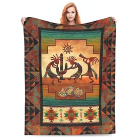 Arizona Kokopelli Retro Flute Art Full Fleece Throw Cloak Wearable Blanket Flannel Comforter Quilt Nursery Bedroom Bedding Plush Soft Cozy Air Conditioner Blanket