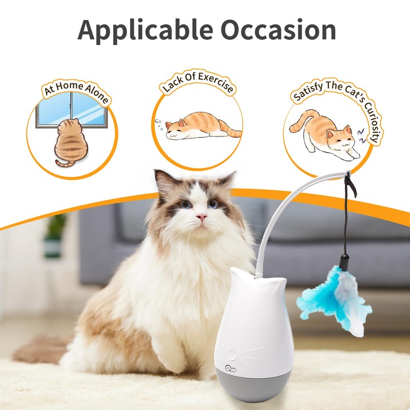 DOEL Cat Toys Interactive for Indoor, Rechargeable Automatic Rotating Feather