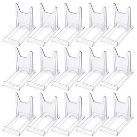 15 Pieces Clear Plastic Plate Stands,Adjustable Clear Acrylic Plastic Display Stand,Angle Plastic Display Stand Easel, Acrylic Plate Stands for Display for Home Office Festival Party Display