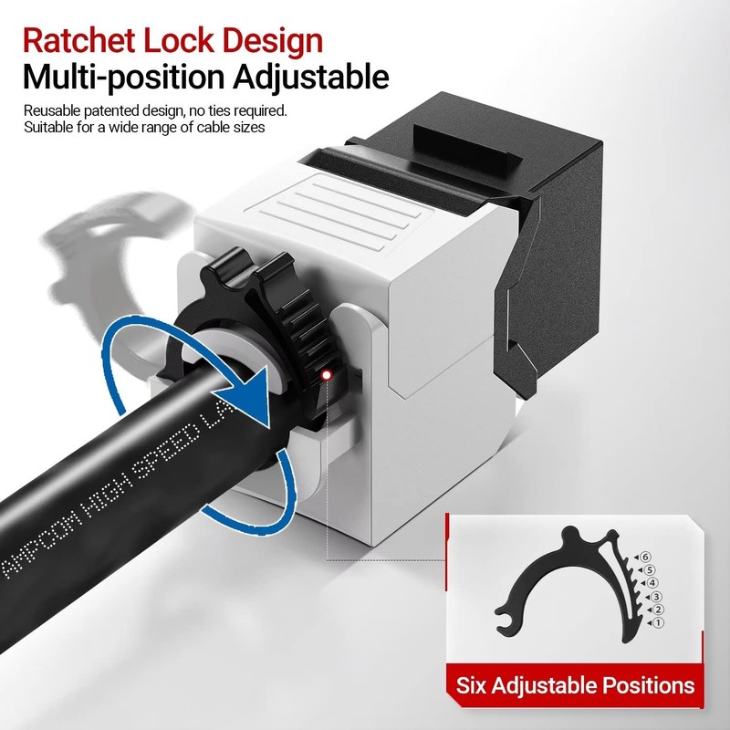 AMPCOM CAT6 RJ45 Keystone Jack - Reusable UTP Ethernet Wall