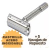 Universo en Linea Rastrillo Mariposa Clásico Acero Inoxidable Con Navaja