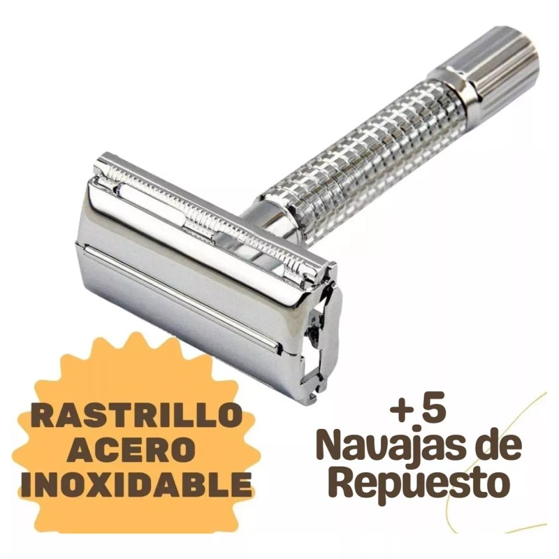 Universo en Linea Rastrillo Mariposa Clásico Acero Inoxidable Con Navaja
