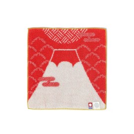 Imabari Towel, Iori Fujisan Handkerchief Towel, Made in Japan, Highly Absorbent, Mt. Fuji (Red)
