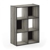 Furinno Pelli Cubic Storage Cabinet, 3x2, French Oak Grey/Black
