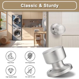 NIZADO One Sided Dummy Door Knob Interior for Bifold Doors 1 Pack, Modern Dummy Door Handle Interior for French Door, Flat Satin Nickel Indoor Keyless Door Knob for Closet and Pantry