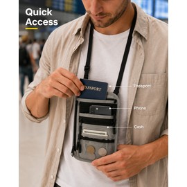 RFID Blocking Travel Neck Wallet for Passports – Lightweight Hidden Pouch with Adjustable Strap for Airports & Trips