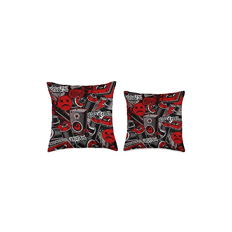 Graffiti Pattern in Red Gray & Black AEY573 Throw Pillow